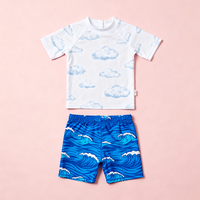 Ensemble de bain deux pièces pour bébé et enfant en bas âge, garçons, manches courtes, séchage rapide, certifié OEKO-TEX, OEM personnalisé, protection solaire, vêtements de bain pour enfants
