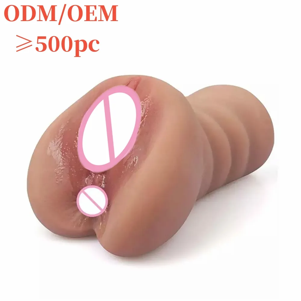 ODM/OEM realistico doppio tasca aperta figa bocca Vagina masturbatore maschile sesso cinese Gay Best Man facile da pulire giocattolo del sesso per gli uomini