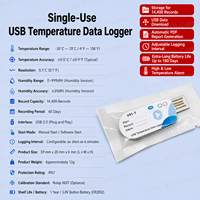 Indicateur de température portable à usage unique, léger, avec alarme LED, bande de température -30 à 70°C pour la chaîne du froid, l'expédition de produits médicaux et alimentaires