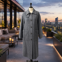 Manteau coupe-vent en mélange de laine et de cachemire avec grandes poches avant, vêtement d'extérieur pour femme, idéal pour les courses hivernales