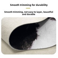 Tapis en Faux Cuir de Vache à Profil Bas, Style Nordique Américain Rustique, Motif Vache, pour Salon, Table Basse, Chambre à Coucher, Chevet