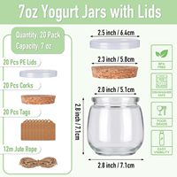 Stoples kaca Yogurt 7 oz dengan tutup gabus dan tutup PE stoples puding kaca kecil stoples lilin wadah kaca untuk hadiah pernikahan