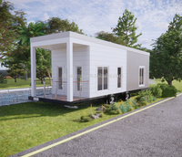 Maison conteneur modulaire de luxe moderne, étanche, préfabriquée, à panneaux sandwich, sur roues, mobile, pour logement secondaire