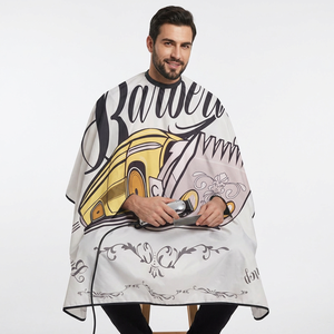 Nouvelles capes de barbier en polyester léger, résistantes à l'eau, antistatiques, écologiques, avec col élastique réglable et logo personnalisé - Product Image 2
