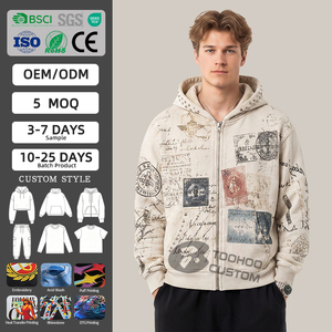 Sudadera con capucha personalizada de 500 g/m² extra pesada para hombre, estilo urbano, corte holgado, bordado 3D, lavado a la piedra vintage, forro polar de algodón liso, al por mayor - Product Image 1