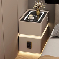 Mesita de Noche Moderna de Madera Maciza con Cerradura y 2 Cajones, Gabinete con Carga Inalámbrica Inteligente, Color Personalizado, Almacenamiento para Dormitorio