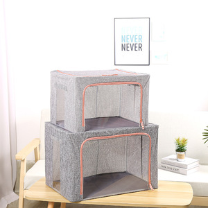 Cestas de Almacenamiento KUYUE, Bolsas de Almacenamiento, Cajas de Almacenamiento, Cestas de Tela Plegables Transparentes, Cesta de Fieltro Oxford Plegable con Ventana de Metal <span class=keywords><strong>1.16</strong></span> - Product Image 1