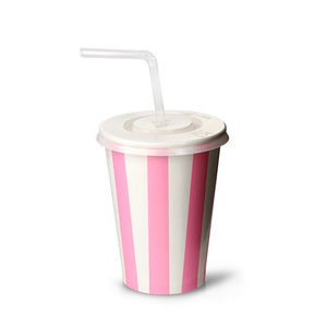 Custom Flexo Printing Party Milk Shake Milktea 12oz Compostable Paper Cup with Lid Cover for Milk