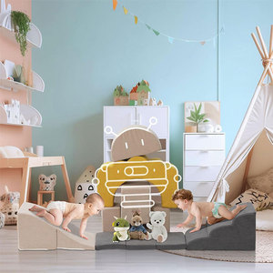Ensemble de blocs de mousse pour enfants, jouet d'escalade avec toboggan, structure de jeu intérieure souple, forme de dessin animé, unisexe - Product Image 1
