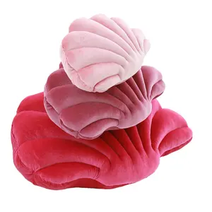 3D几何贝壳天鹅绒毛绒装饰枕头可拆卸磁性玩具抱枕床沙发家居办公装饰