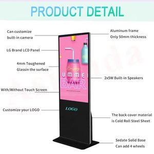 Tầng thường vụ màn hình cảm ứng kiosk <span class=keywords><strong>Totem</strong></span> LCD tầng đứng hiển thị sản phẩm 43 49 55inch trong nhà máy nghe nhạc quảng cáo - Product Image 3