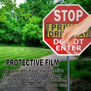 หยุดป้ายห้ามเข้าไปที่หน้าบ้านส่วนตัวป้ายอะลูมิเนียมทนทานต่อการซีดจางและรูปทรงแปดเหลี่ยมติดตั้งได้ง่าย - Product Image 5