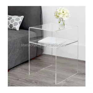 Acrylic bedside table with shelf acrylic end table