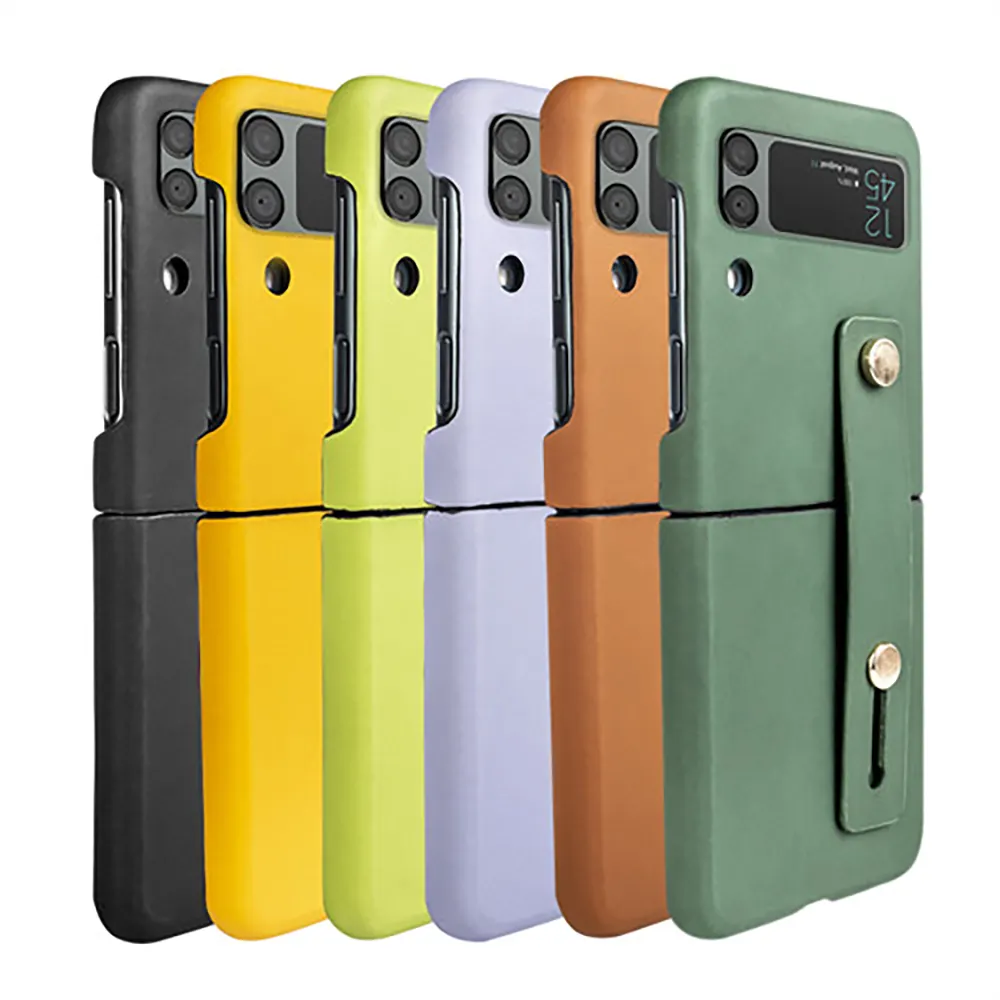 Folding Luxury Phone Case Hard Pu Mobile Cover Flip Mobile Case For Samsung Z Flip 1 2 3 4 5G
