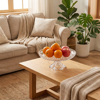Plateau à fruits rond transparent en verre cristallin personnalisé avec base pour fêtes et événements