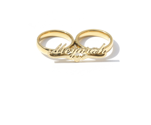 Cincin pria Hip hop, cincin nama kustom huruf 18k emas asli, hadiah ulang tahun untuk pria wanita - Product Image 1