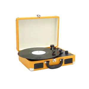 Valise portable tourne-disque vinyle entraînement par courroie Gramaphone en bois USB SD Bluetooth platine vinyle avec haut-parleur