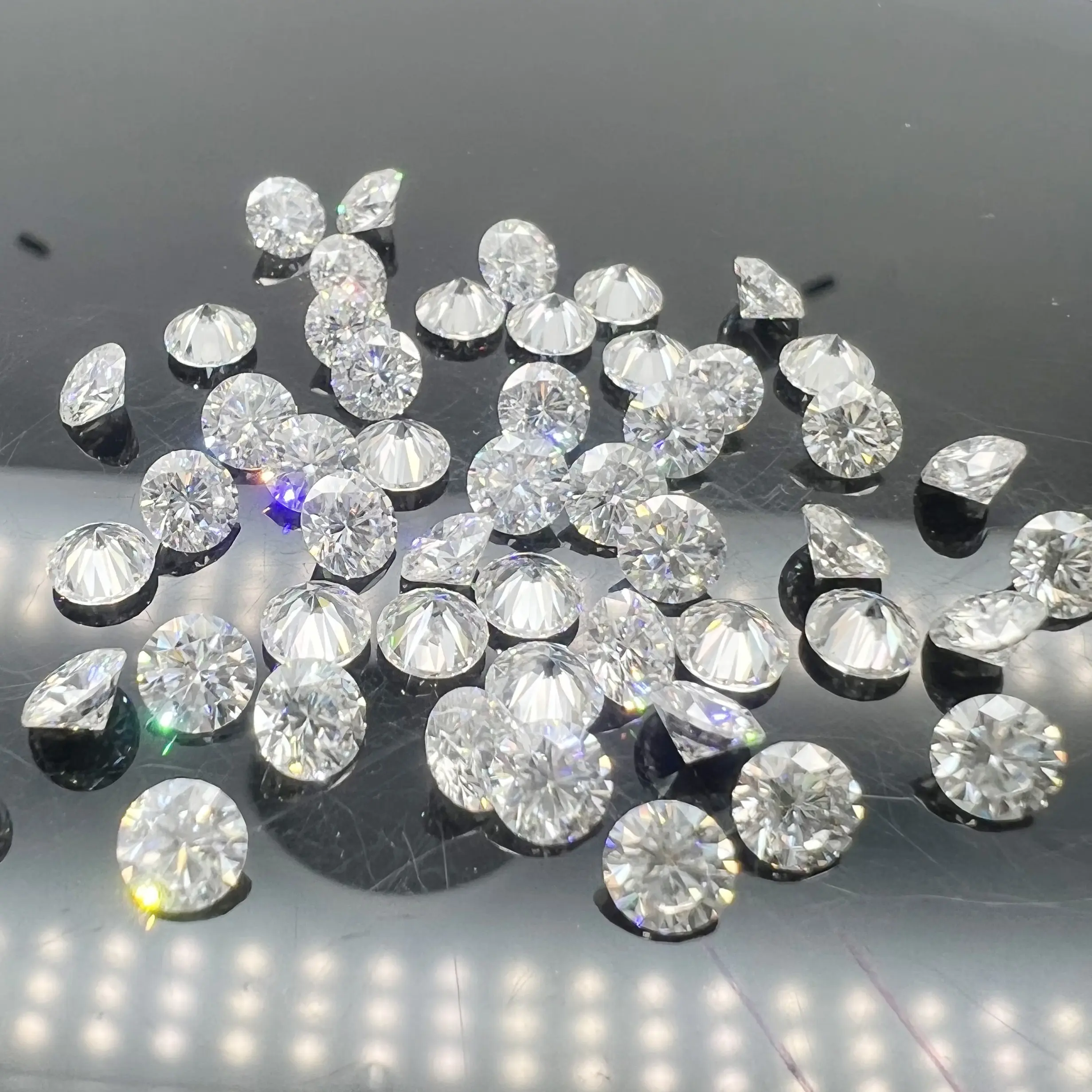 Forma rotonda 0.8mm - 10.0mm prezzo all'ingrosso di fabbrica gioielli pietra preziosa sciolta sintetica colore bianco D vvs diamante moissanite