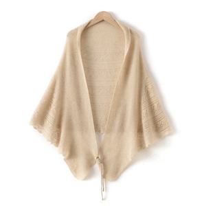 Chal Pequeño de Cachemira Pura de Alta Gama, Tejido, Estilo Nacional, para Invierno, Envoltura de Hombros para Aire Acondicionado, Cálido, Hueco y Holgado - Product Image 6