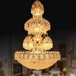 Lustre suspendu personnalisé de luxe pour salle de banquet, grand luminaire d'escalier, hall d'hôtel, mariage, <span class=keywords><strong>avec</strong></span> boules de cristal LED - Product Image 5