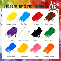 Lot de 12 couleurs de peinture acrylique 20 ml en tube aluminium, non toxique, couleurs vives pour enfants, étudiants, artistes, projets artistiques DIY