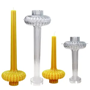 Moule à bougie géométrique pour vase conique Décoration de table de mariage Matériau PC Long Rod Ribbed Aroma Candle Mold