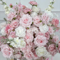 DKB Wholesale DIY Boules de fleurs artificielles réalistes en soie, bouquet de roses roses de haute qualité, centres de table pour la maison, les fêtes et les mariages