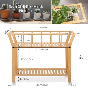 Étagère à fleurs en bambou à double niveau avec rangement pour une utilisation intérieure et extérieure - Product Image 4