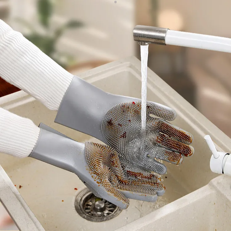 Silicone kitchen Dishwashing Cleaning Magic Gloves
