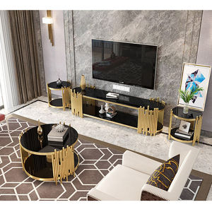 Meuble de salon <span class=keywords><strong>en</strong></span> verre trempé noir avec tiroirs pour téléviseur de 85 <span class=keywords><strong>pouces</strong></span>, 1 pièce pour salon - Product Image 6