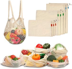 Hot Sale Cotton Mesh Eco-Friendly Grocery Net <b>String</b> <b>String</b> Shopping <b>Bag</b> for Fruits and Vegetables for Markets - Product Image 4