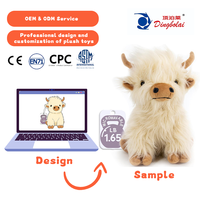 Peluche de vache des Highlands brodée, mignonne, super douce, personnalisable, résistante au micro-ondes, cadeau anti-stress