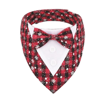 Bandana de luxe en polyester et coton pour chien avec nœud papillon réglable pour Noël - Tailles S/M/L