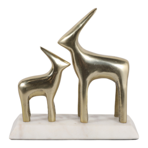 Scultura di cervo in metallo su base di marmo per decorare la casa, il soggiorno o l'ufficio - Product Image 1