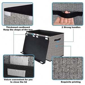 Caja de Juguetes Gris con Tapa Abatible, Plegable, para Niños, para Organización del Hogar, con Patrón de Espiga, Caja de Almacenamiento de Ropa - Product Image 2