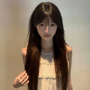 วิกผมยาวตรงแบบ Dm พร้อมหน้าม้าปัดข้าง ไรผมดูเป็นธรรมชาติ วิกผมทนความร้อนสูง สำหรับทุกรูปหน้า - Product Image 5