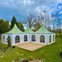 Tente Pagode Modulaire Kaki de Luxe en Aluminium avec Vue Panoramique pour Réceptions VIP et Événements Spéciaux