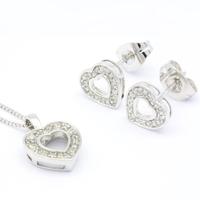 Pendientes de Diamantes con Corte Brillante Redondo en Forma de Corazón Clásico de Oro Blanco de 18k, Diseño Único y Moderno 2022, Conjuntos de Joyería para Mujer