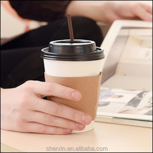 Manchon en carton ondulé avec impression de logo, manchon ondulé brun et blanc pour gobelets de 12 oz - Product Image 2