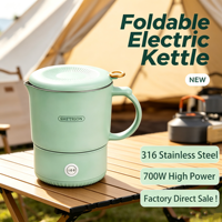 Bouilloire électrique pliable en acier inoxydable, grande capacité et haute puissance, bouilloire de voyage pliable, vente en gros