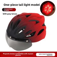 Casque de VTT avec phare et feu arrière intégrés, lunettes de protection ; Conception monobloc, visière magnétique, matériau PC+EPS, unisexe