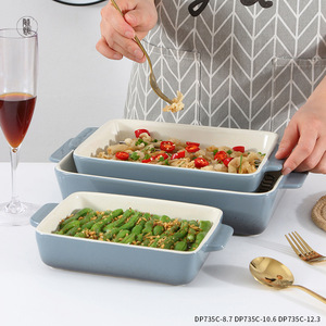 Bandeja de Horno Rectangular de Cerámica Estilo Europeo Personalizada, Gris, Apta para Horno y Microondas, 8.7, 10.6, 12.6 Pulgadas - Product Image 5