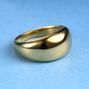 Anillo Ovalado de Acero de Titanio de 10 mm, Color Dorado, Joyería de Moda para Hombre, Regalo, Forma Geométrica, Diseño Sencillo - Product Image 3
