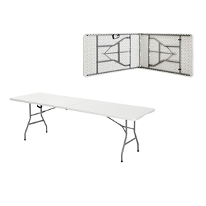 <span class=keywords><strong>Table</strong></span> pliante portable en plastique blanc de <span class=keywords><strong>8</strong></span> pieds pour la restauration, idéale pour les pique-niques intérieurs et extérieurs, capacité <span class=keywords><strong>8</strong></span> <span class=keywords><strong>personnes</strong></span> - Product Image 3