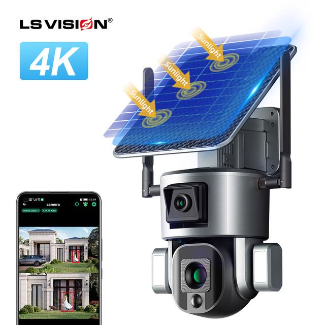 LS VISION 4G Solar Security Camera 4K 20X Optical Zoom Face Human Recognition Night Vision Full Color IP Solar Cctv Camera