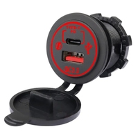 Chargeur de voiture USB PD et QC3.0 multi-ports USB 12V Prise de courant de charge USB Charge rapide Type c Base de chargeur de voiture fixe