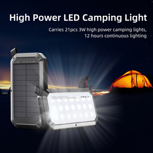 Banco de energía solar de 10000mAh, 21 luces LED, carga de 3 dispositivos, ABS duradero, entrada de 5V/2A, ideal para exteriores - Product Image 2