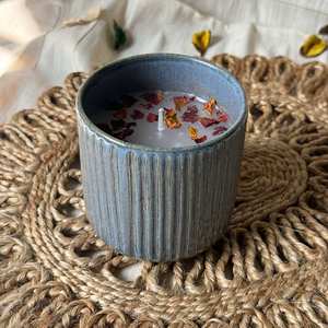 Recipientes de Cerámica Azul Ondulado para Velas, Frascos para Velas con Tapa para Hacer Velas - Product Image 1