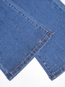 <span class=keywords><strong>Jeans</strong></span> micro-svasati a diamante caldo per donna <span class=keywords><strong>pantaloni</strong></span> svasati a vita media-bassa con alti elastici slim - Product Image 4