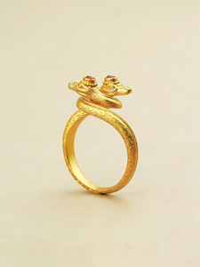 Wholesale Double Head Snake Ring 925 Sterling Silver Gold Plated Luxury Jewelry Gift For Women Formal Daily & Party Use